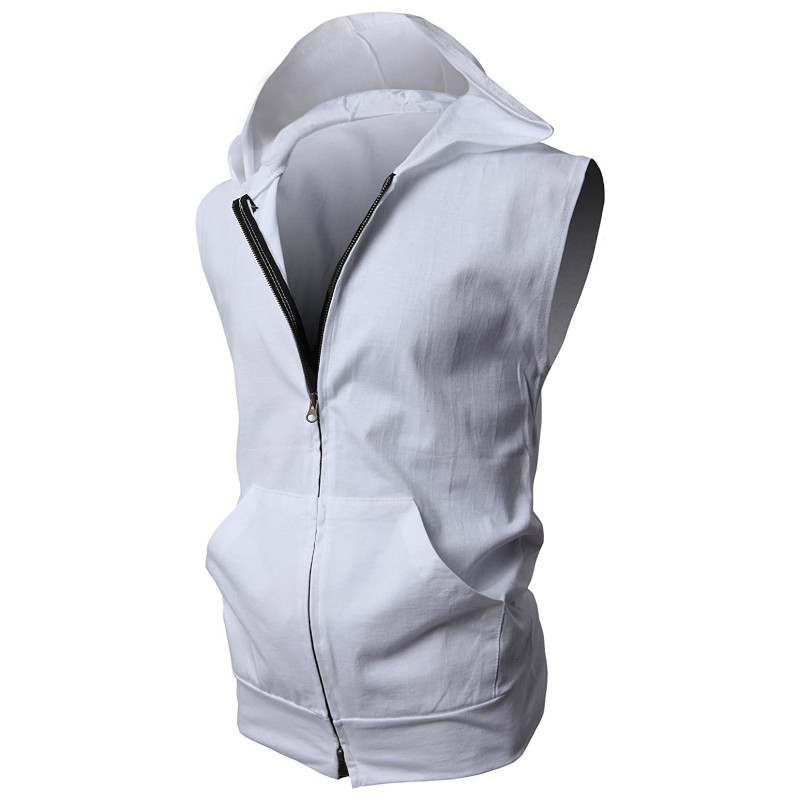 custom men's vest sleeveless hoodie zip all-over printing no minimum