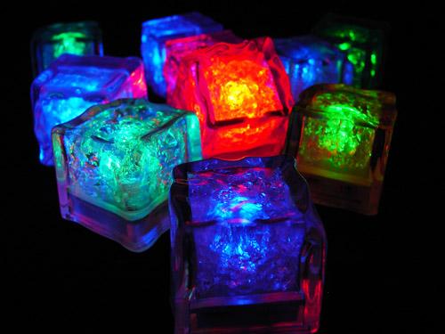 liquid activated flashing ice cubes