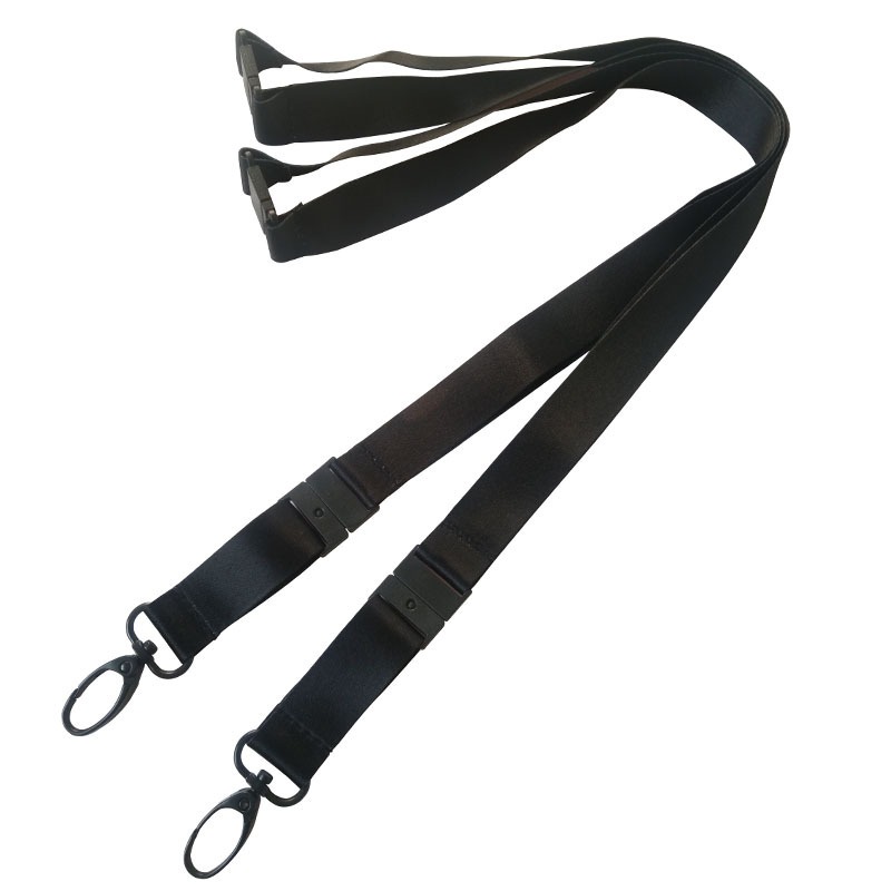 black plain silky breakaway lanyards