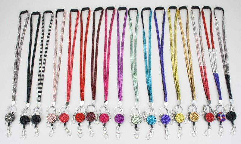 sparkly bling badge reel lanyard wholesale