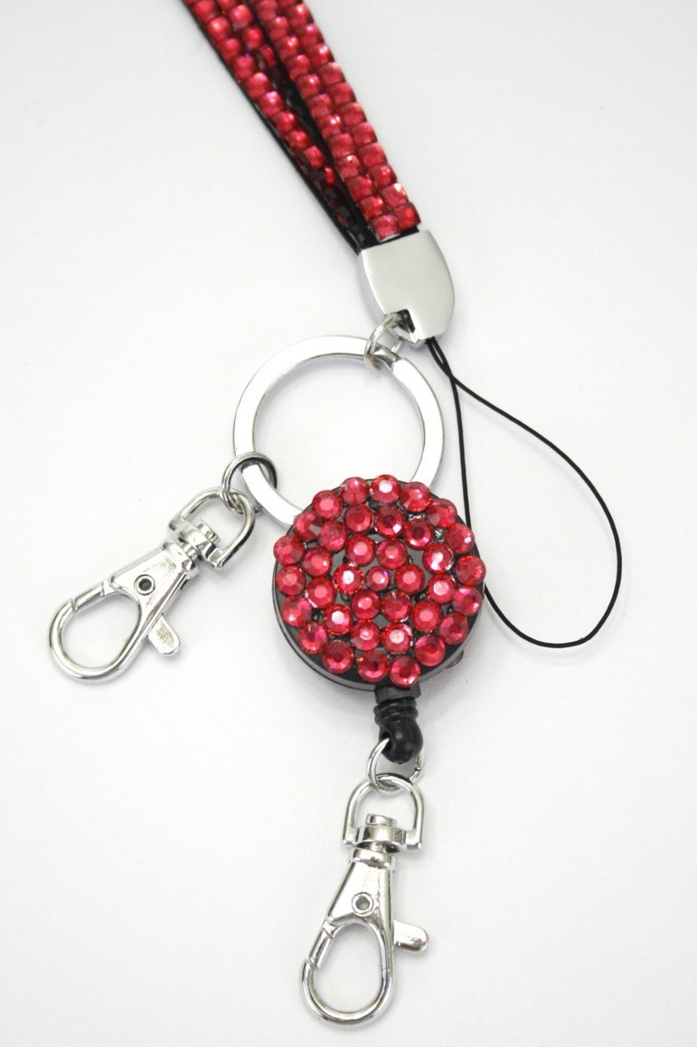 sparkly bling badge reel lanyard wholesale