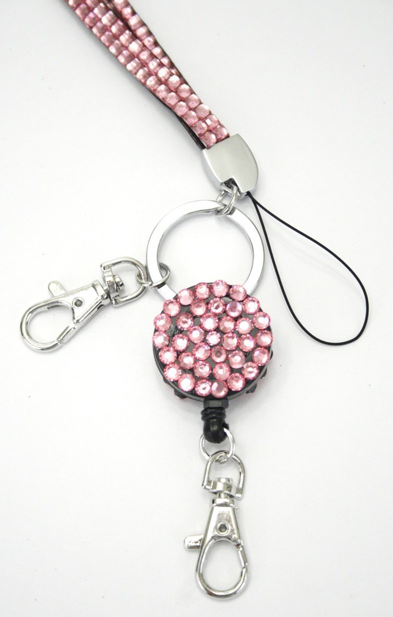 sparkly bling badge reel lanyard wholesale