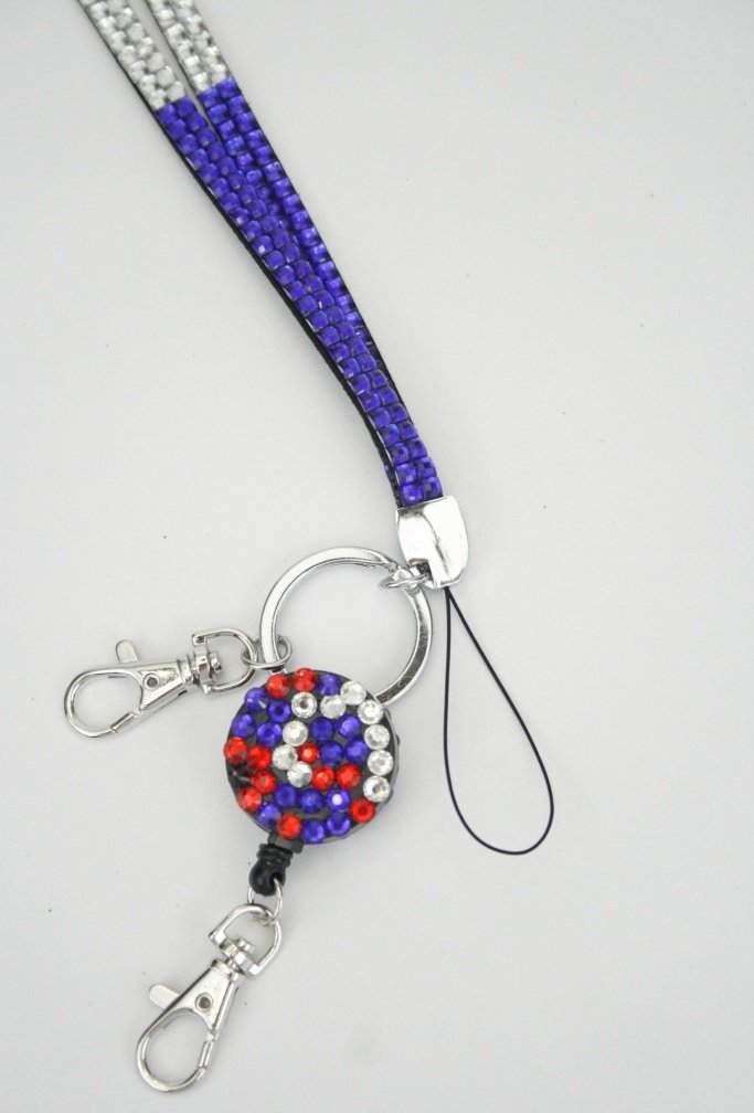 sparkly bling badge reel lanyard wholesale