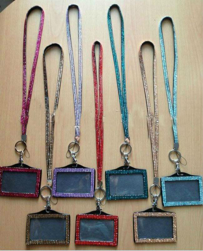 custom bling badge holder lanyard, id card lanyard