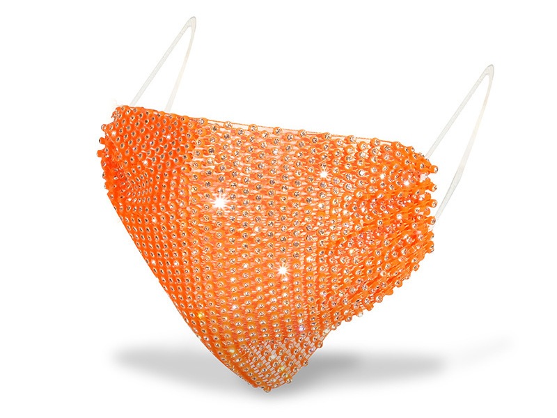 orange rhinestones diamond face mask decoration