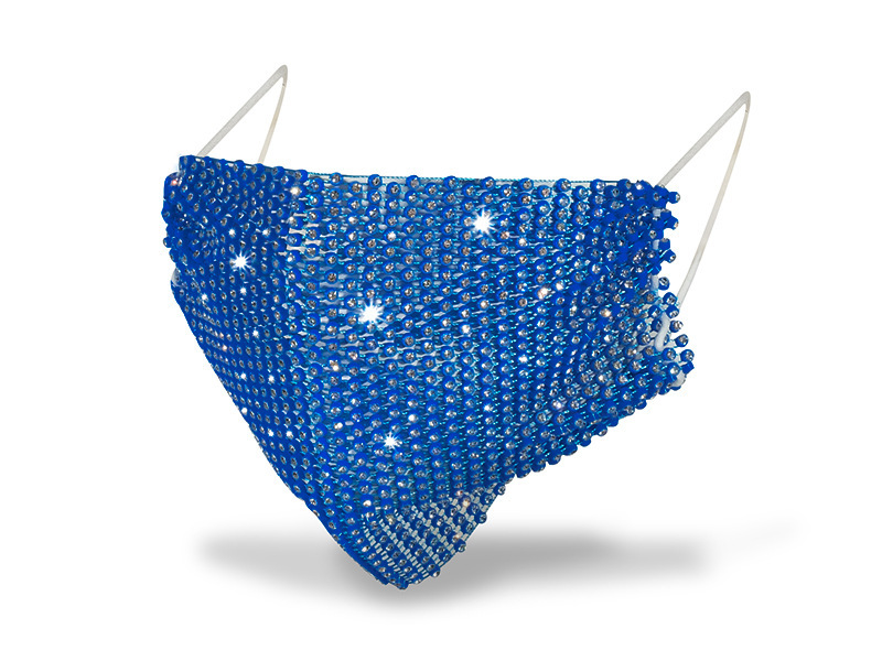 royal blue rhinestones diamond face mask decoration