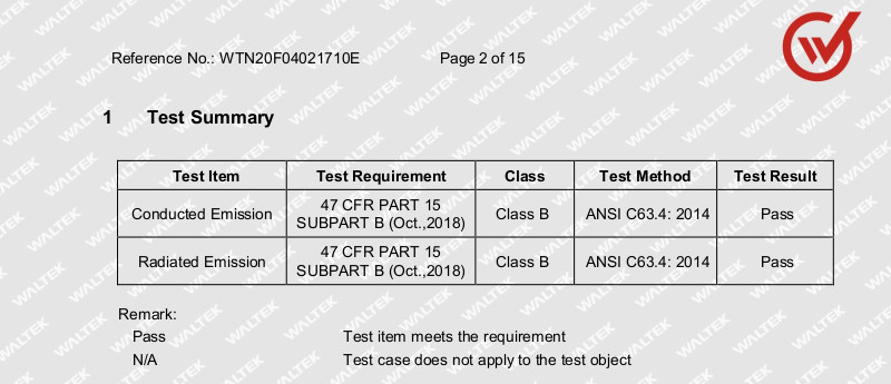 FCC Test report UVC sterilizer