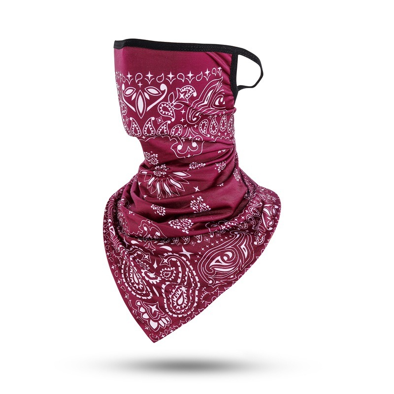 wine red face bandana mask ear loop best neck gaiter uv sun block wind dust protection triangle