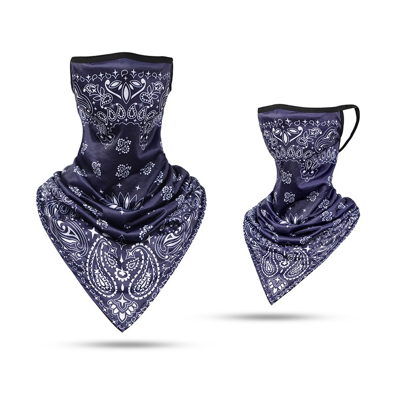 dark blue neck gaiter face bandana mask ear loop uv sun block wind dust protection