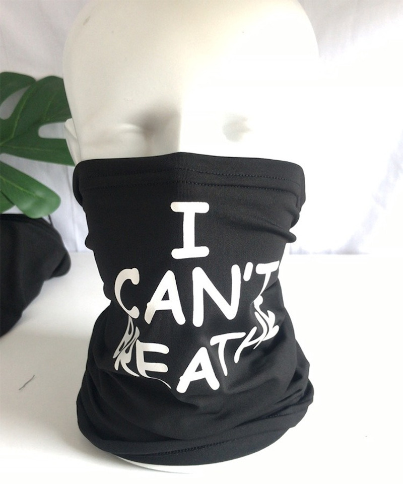 i can't breathe neck gaiter face mask slogan protest march demonstration