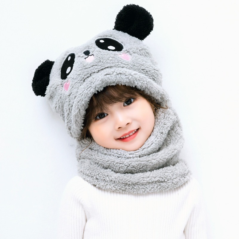 lovely hooded scarf cap neck gaiter cute warm panda hat