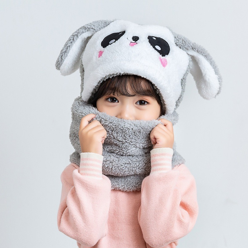 lovely hooded scarf cap neck gaiter cute warm hat rabbit bunny