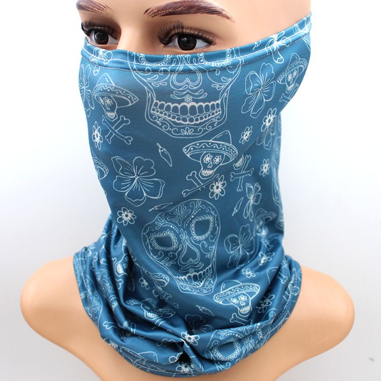 skull cooling neck gaiter sun block UV protection face mask ice silk