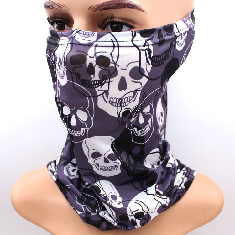 skull cooling neck gaiter sun block UV protection face mask ice silk