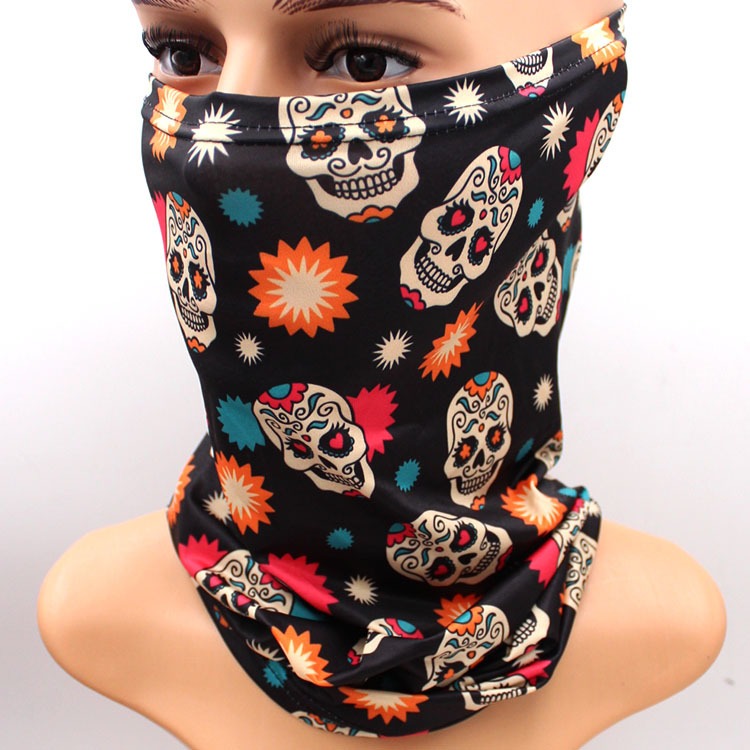 skull cooling neck gaiter sun block UV protection face mask ice silk