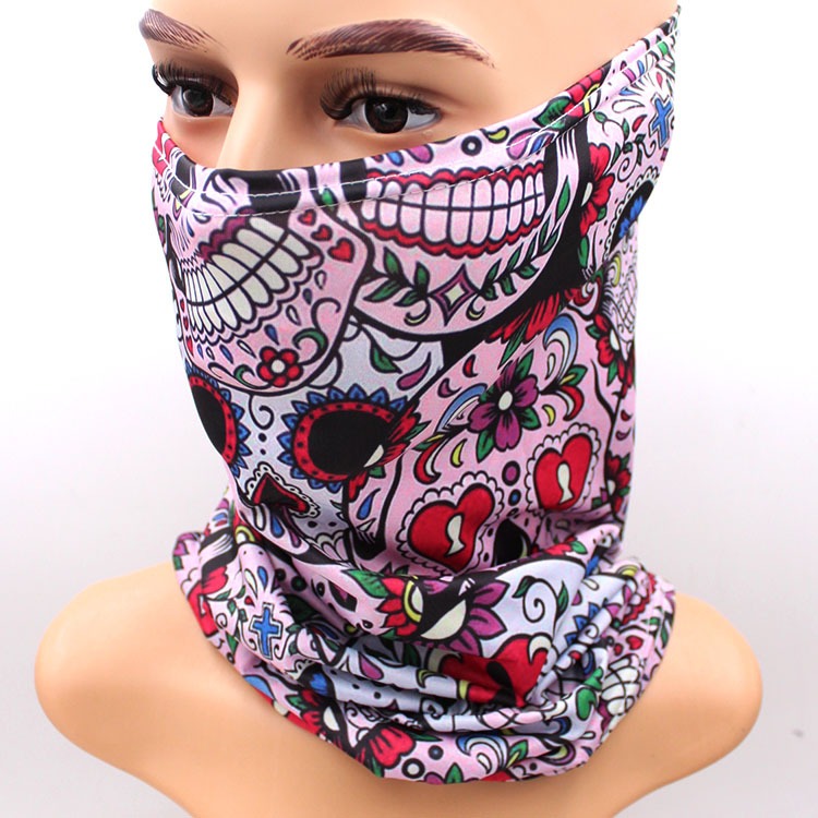 skull cooling neck gaiter sun block UV protection face mask ice silk