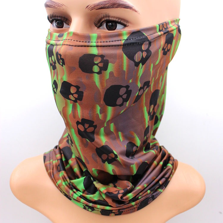 skull cooling neck gaiter sun block UV protection face mask ice silk