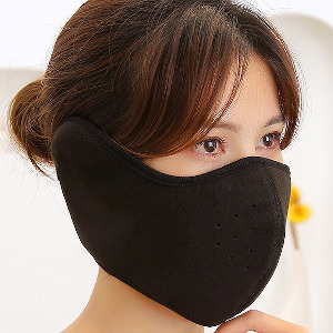 winter fleece half face mask earflaps velcro closure