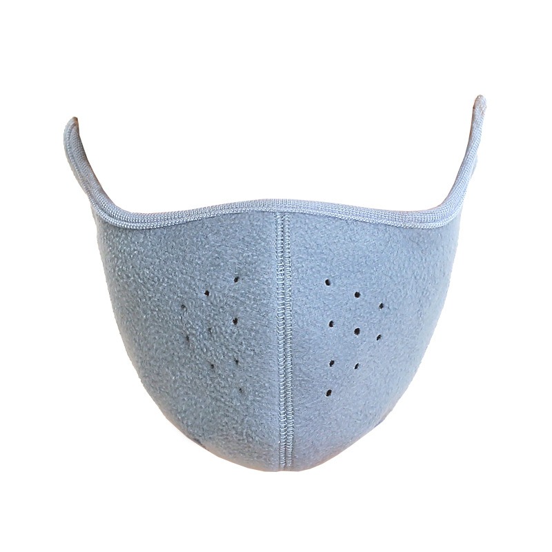 blue winter fleece earflap half face mask with adjustable velcro closure