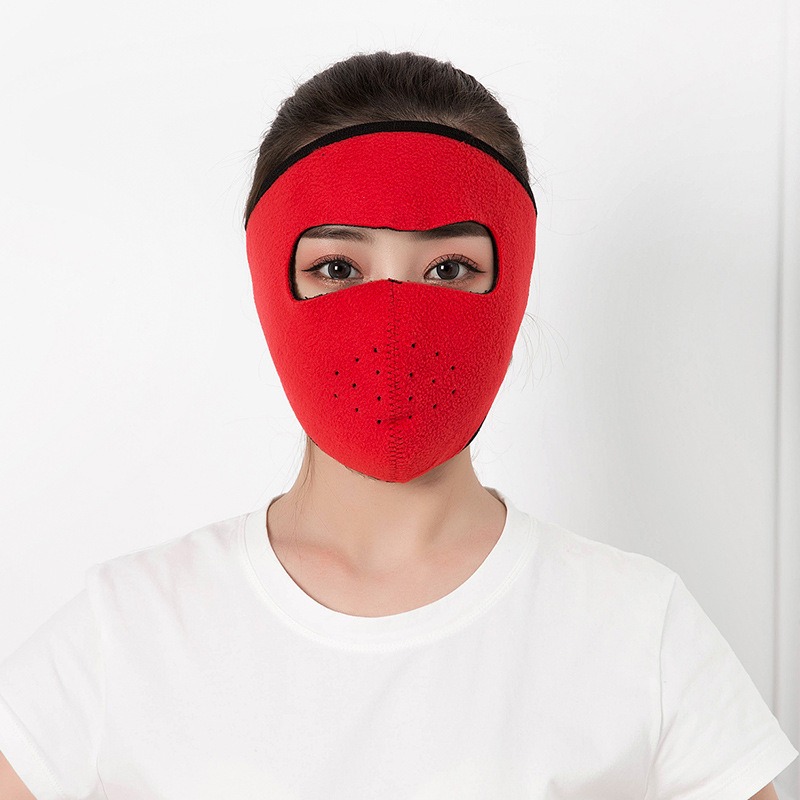 winter fleece full face mask adjustable velcro closure