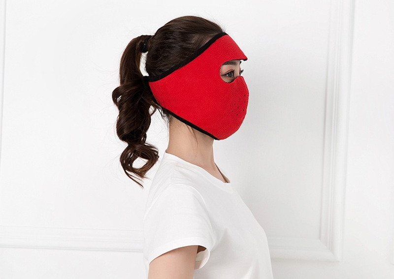 winter fleece full face mask adjustable velcro closure