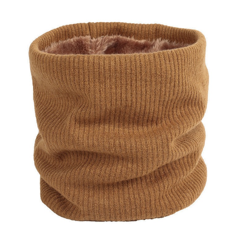 camel red winter two layer velvet fleece neck warmer tube scarf