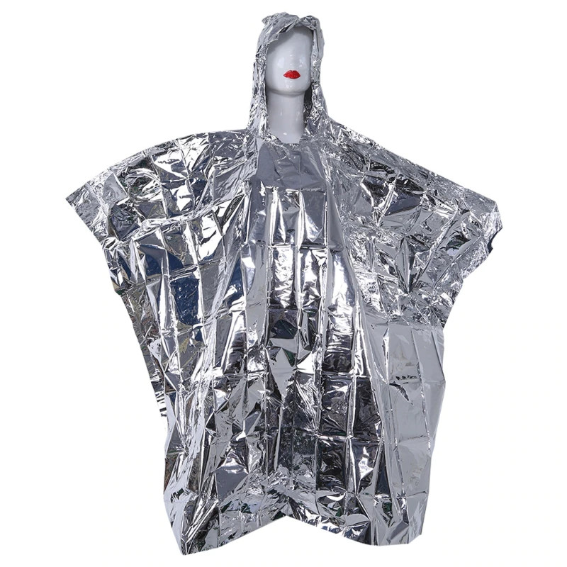 emergency foil poncho prevent hypothermia and shock reflective silver rescue survival supplies