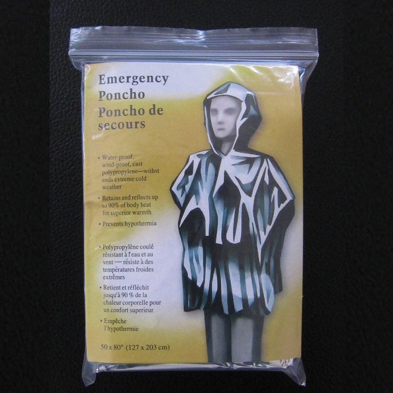 emergency foil poncho prevent hypothermia and shock reflective silver rescue survival supplies