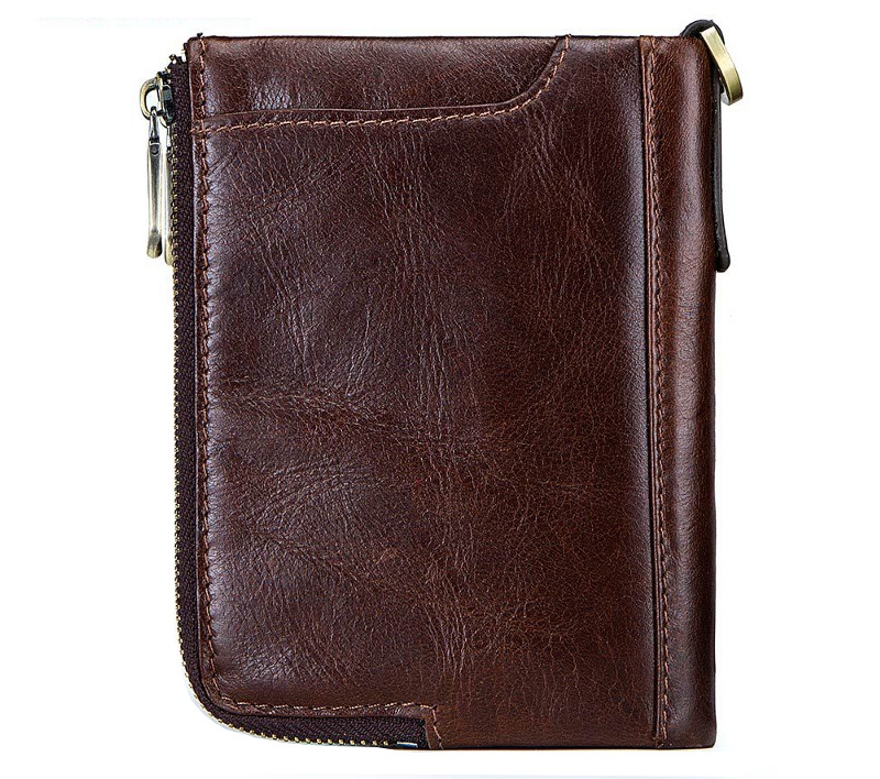 genuine cowhide leather wallet, rfid blocking, double zip coin pocket, card holder, wholesale