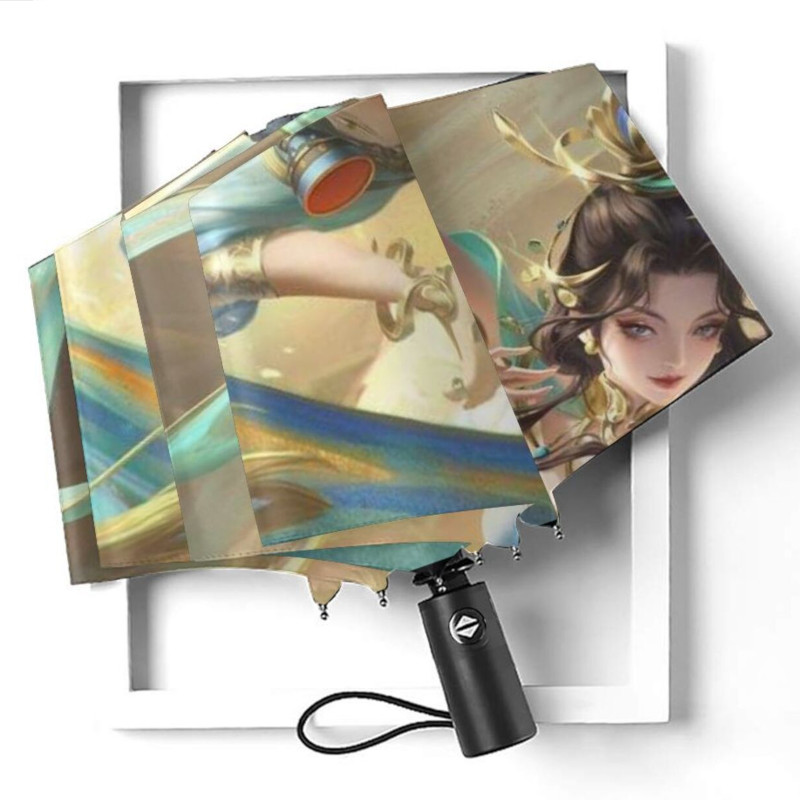 custom printed umbrella all-over personalized auto open close 3-fold