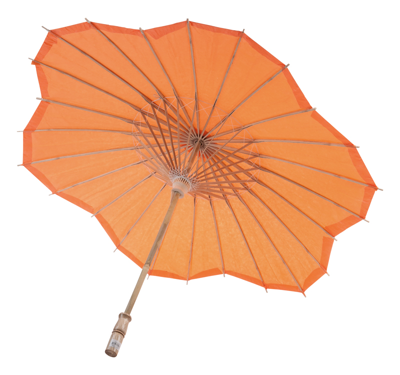 orange scalloped blossom flower solid color paper parasols umbrellas wholesale