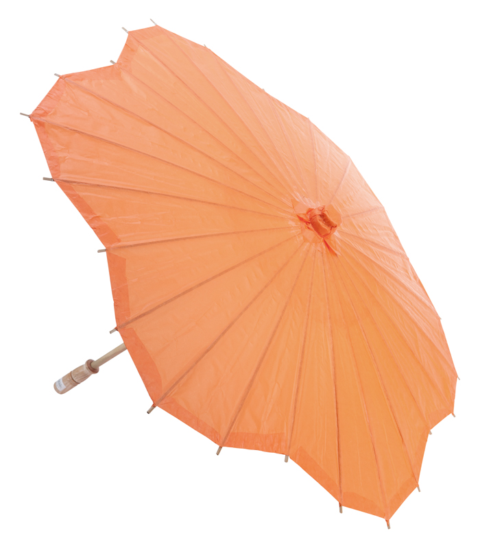 orange scalloped blossom flower solid color paper parasols umbrellas wholesale