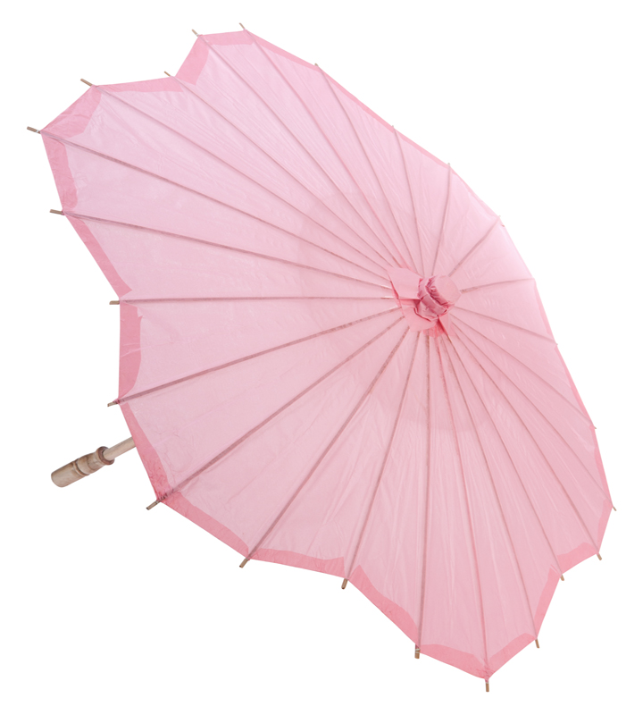 pink scalloped blossom flower solid color paper parasols umbrellas wholesale