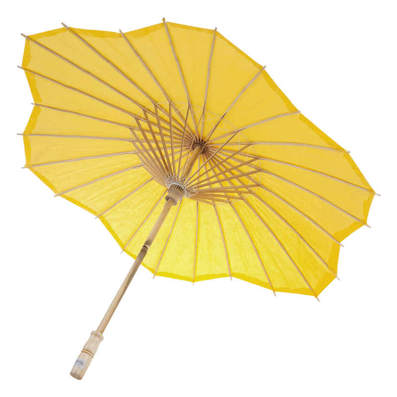 yellow scalloped blossom flower solid color paper parasols umbrellas wholesale