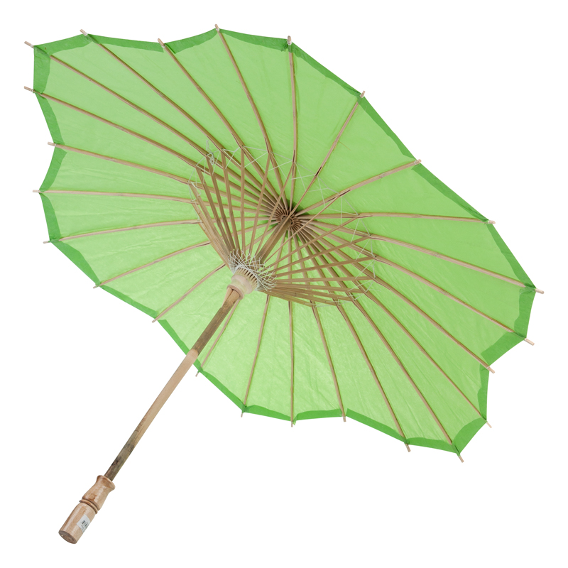 grass green scalloped blossom flower solid color paper parasols umbrellas wholesale