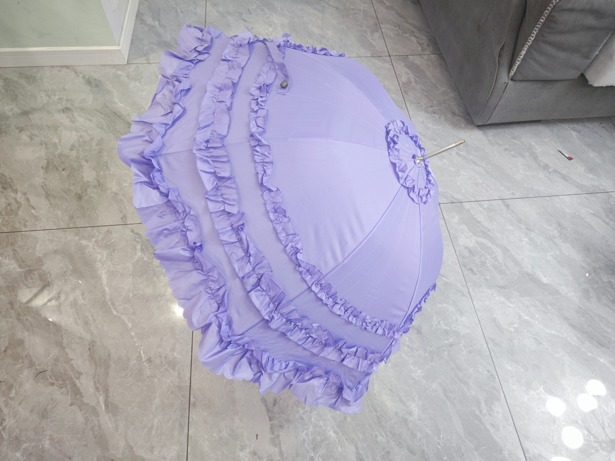 Umbrella with 3 Frills Ruffles Lolita Cosplay parasol purple