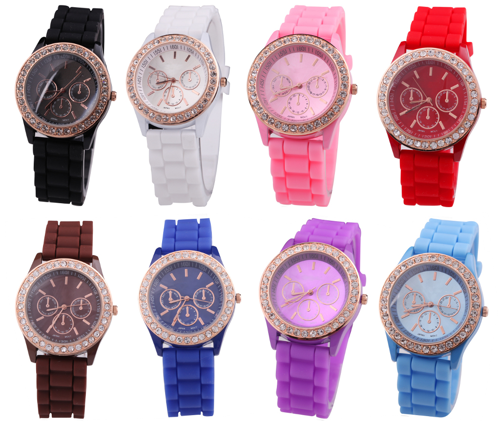 Silicone rhinestones watches