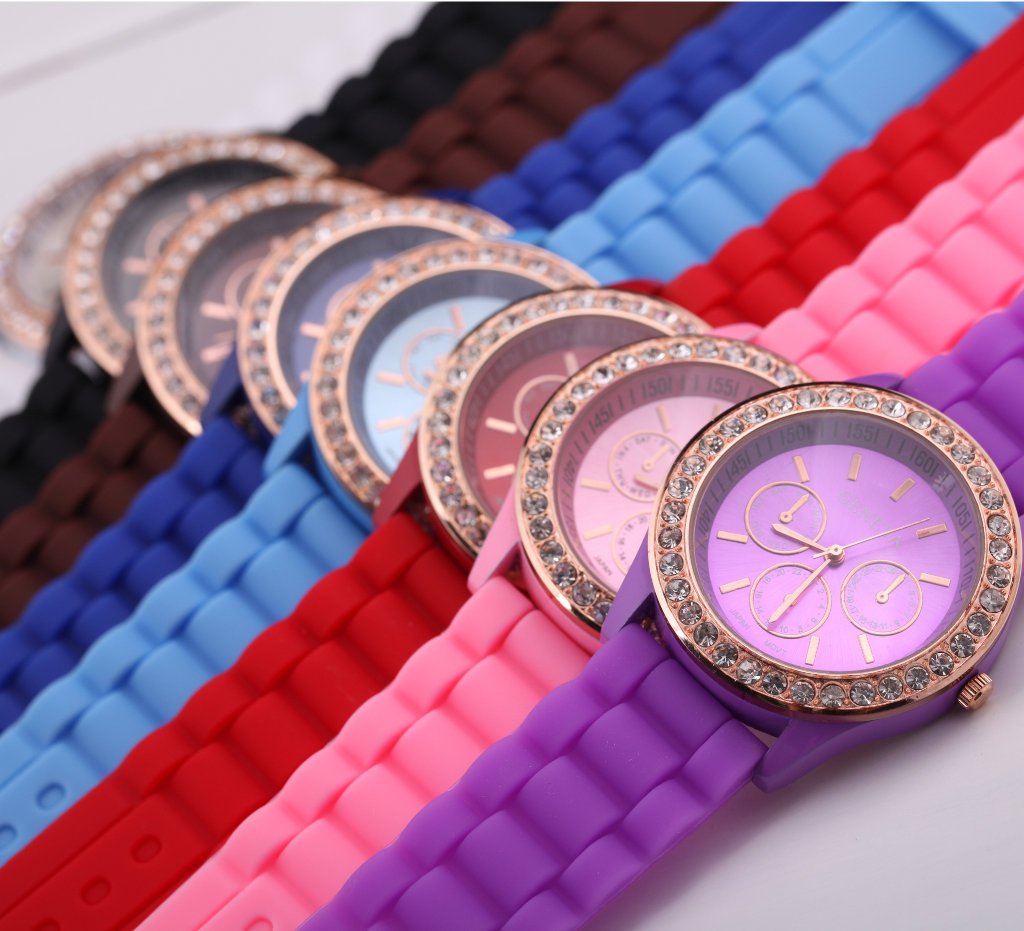 Silicone rhinestones watches