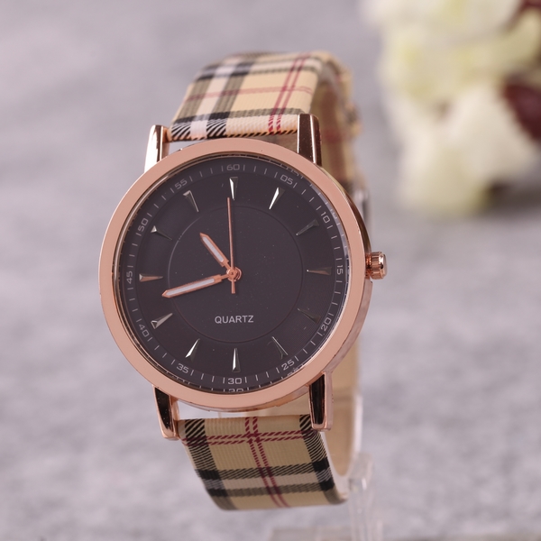 Plaid Leather Strap Watches