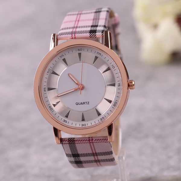 Plaid Leather Strap Watches