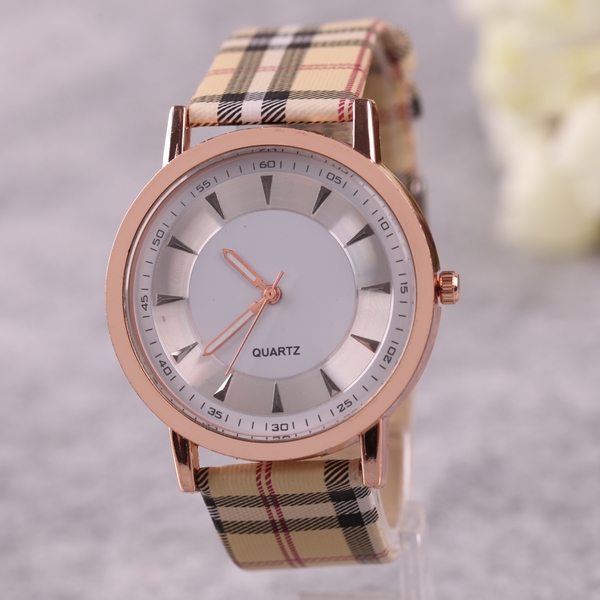 Plaid Leather Strap Watches