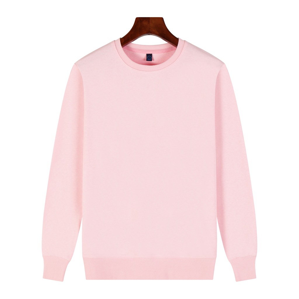 pure 100% cotton sweatshirt long sleeve crew neck pink