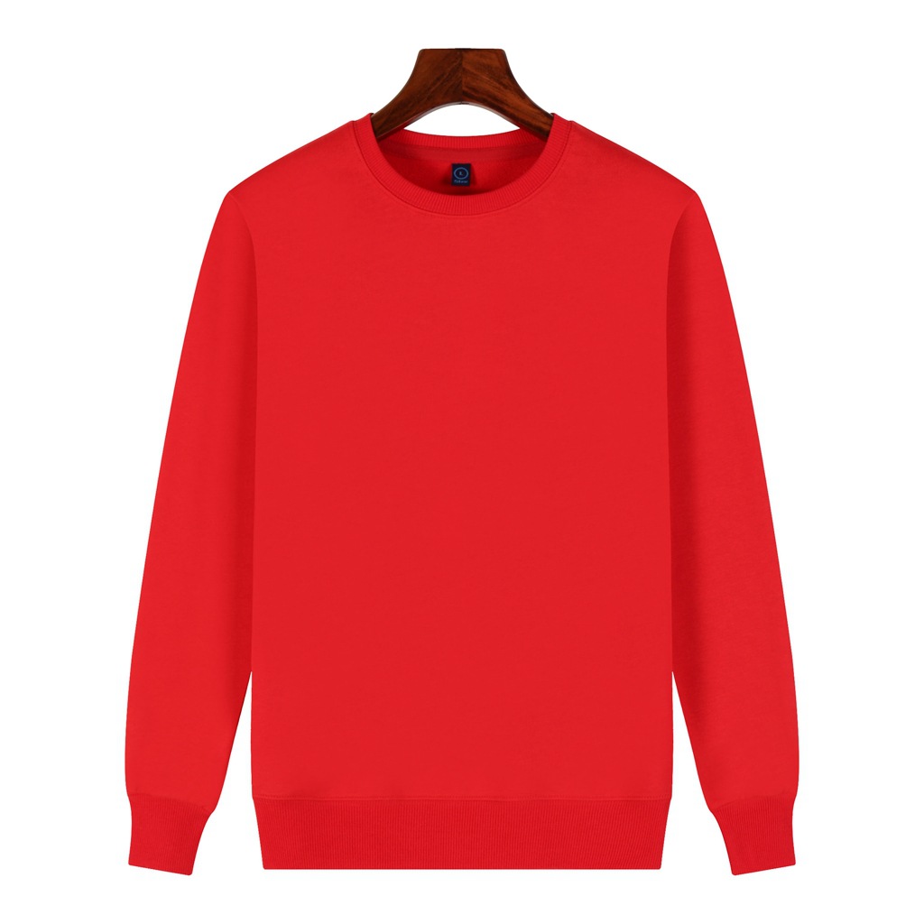 pure 100% cotton sweatshirt long sleeve crew neck red