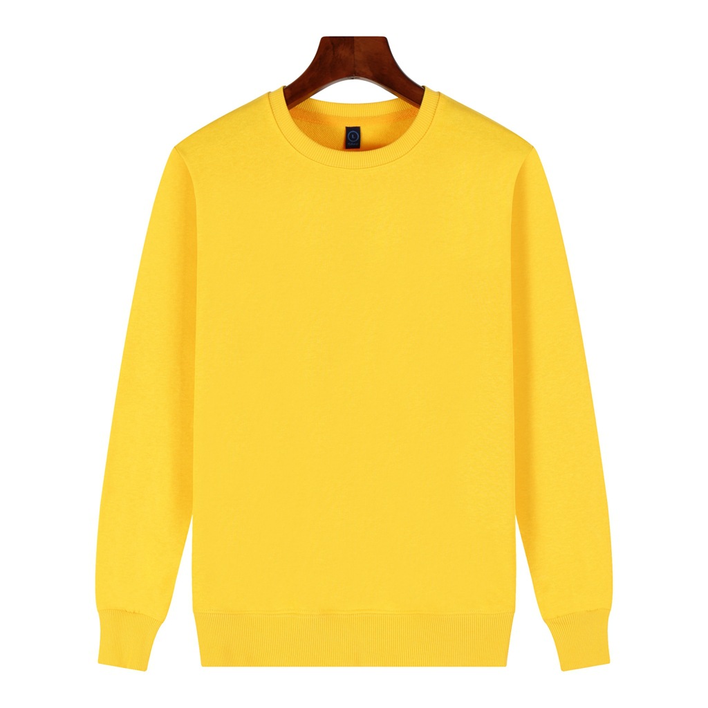 pure 100% cotton sweatshirt long sleeve crew neck yellow