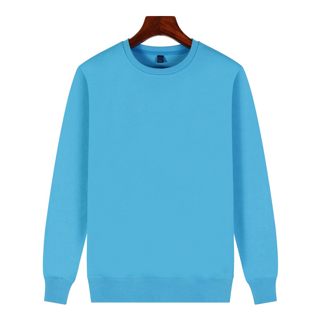 pure 100% cotton sweatshirt long sleeve crew neck sky blue