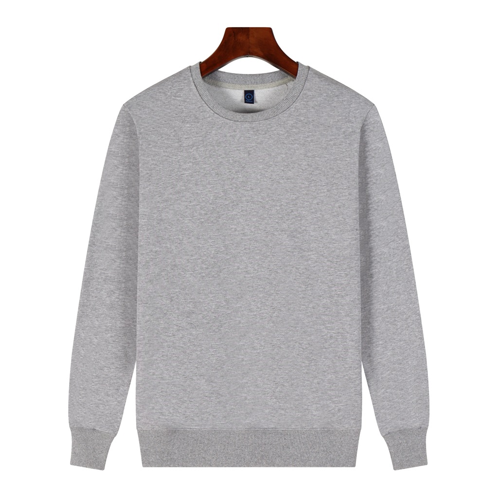 pure 100% cotton sweatshirt long sleeve crew neck gray