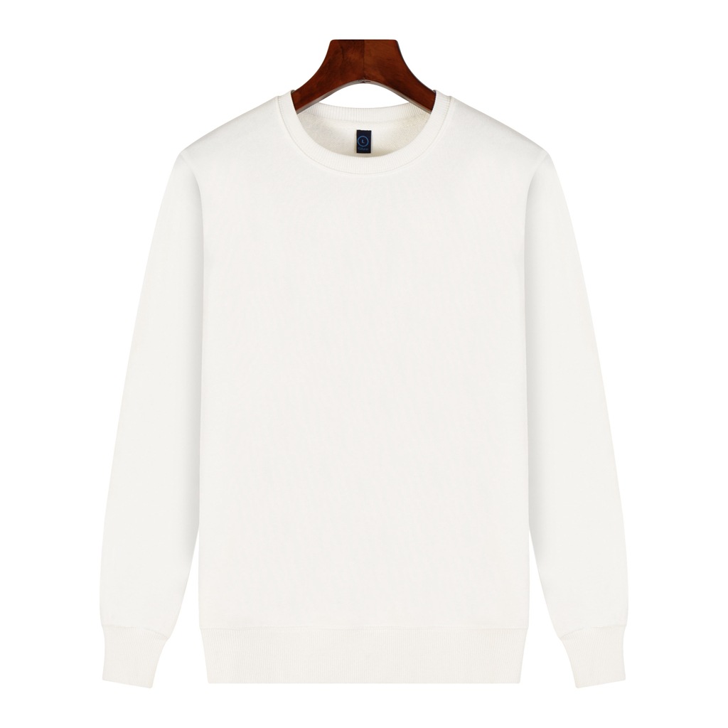 pure 100% cotton sweatshirt long sleeve crew neck white