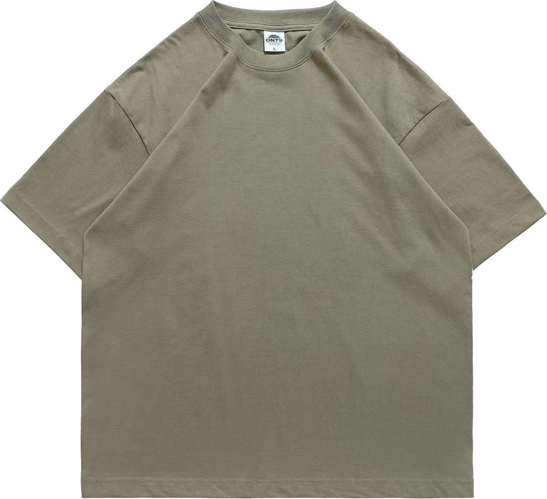 pure 100% cotton T-shirt oversized drop shoulder heavyweight Army Green