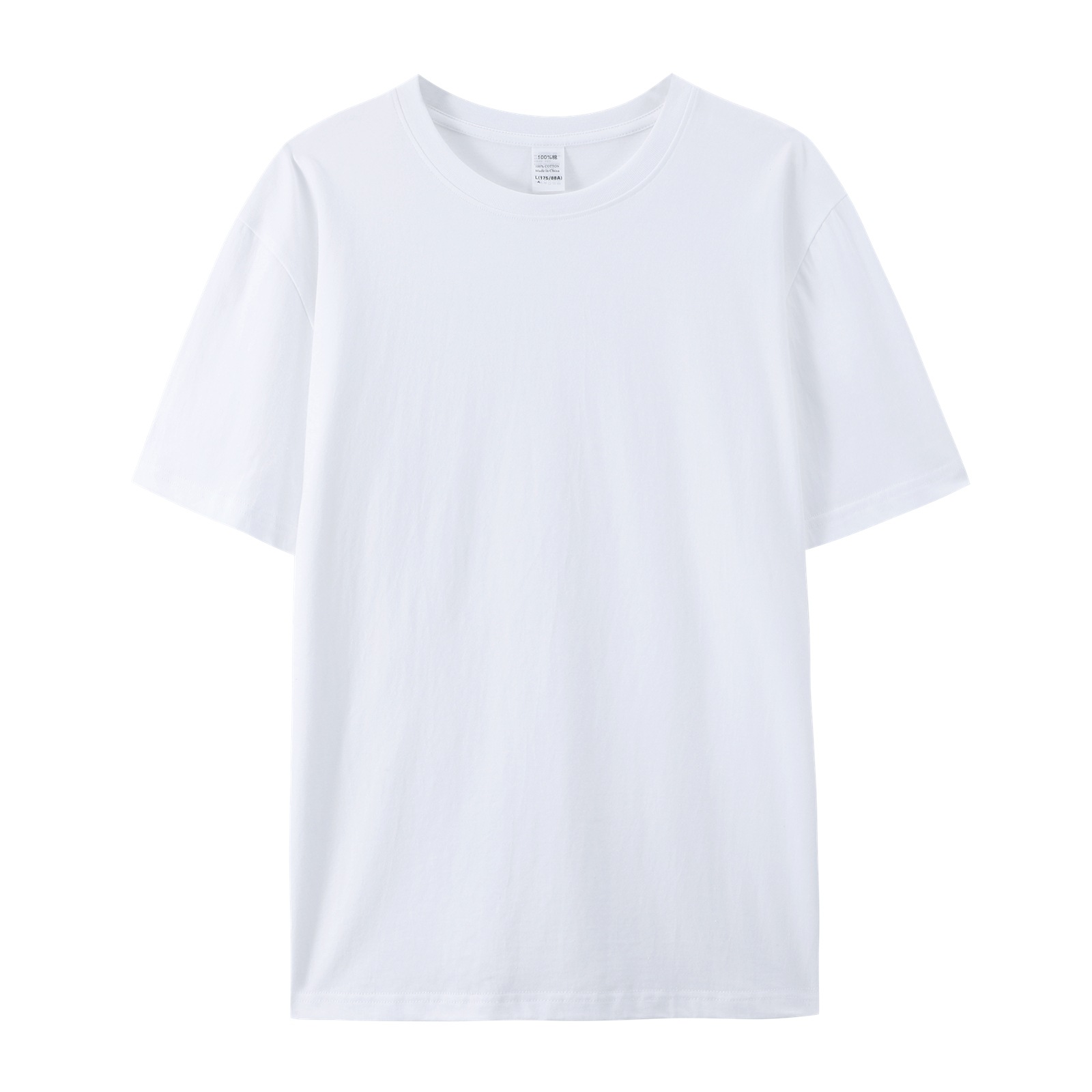 pure 100% cotton T-shirt short sleeve crew neck white