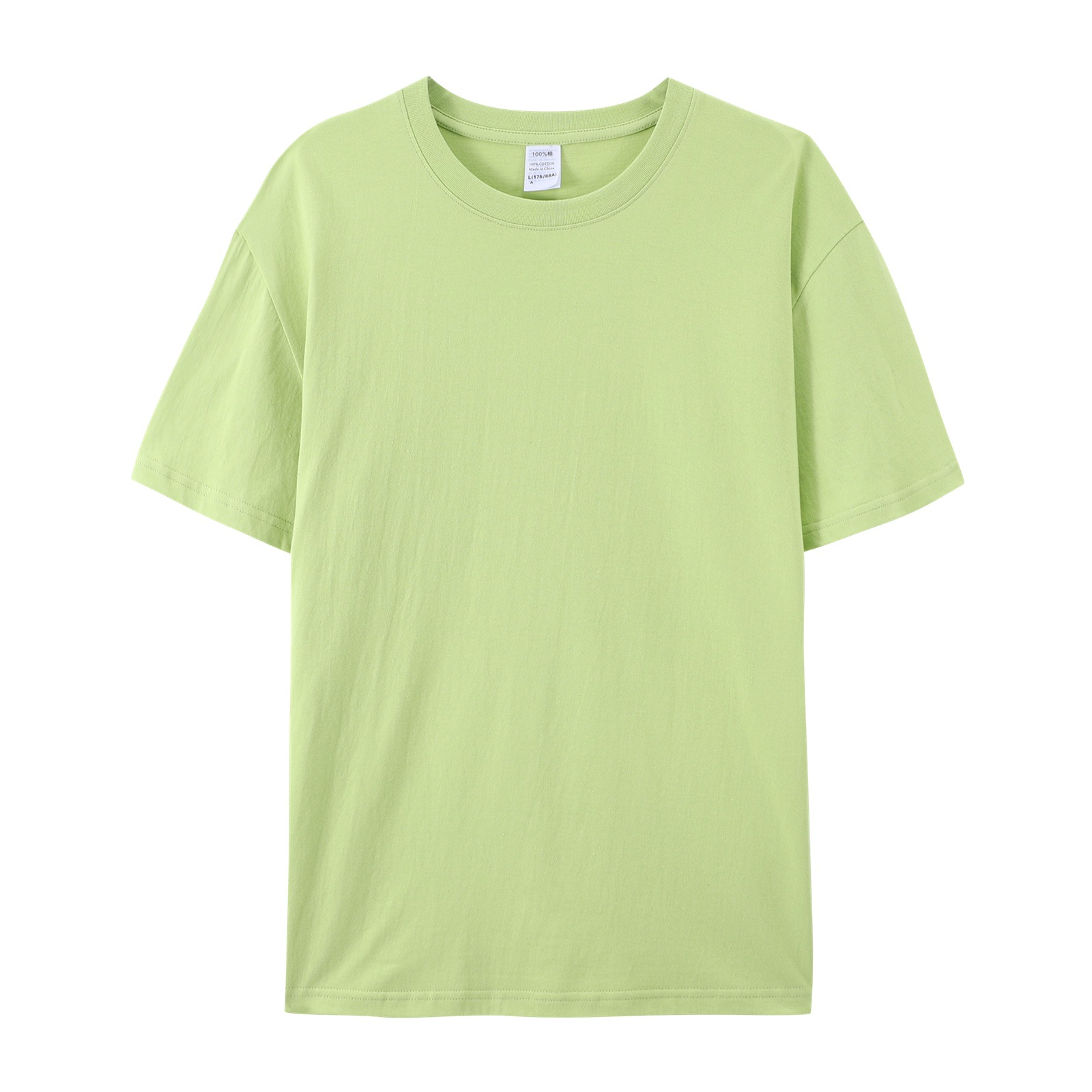 pure 100% cotton T-shirt short sleeve crew neck matcha green